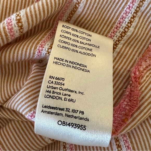 Anthropologie Long Buttondown Motif Striped Pink Embroidered Striped Shirt Dress - Picture 14 of 16